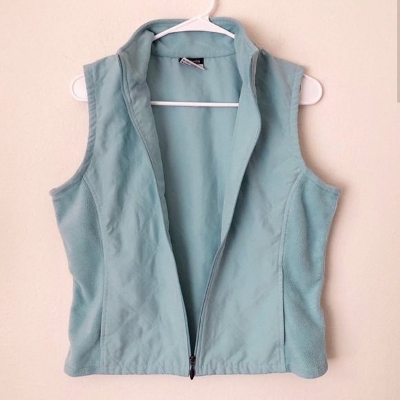Columbia Vertex Quilted Down Blue Fleece Zip Up Vest Size Small - Picture 2 of 9